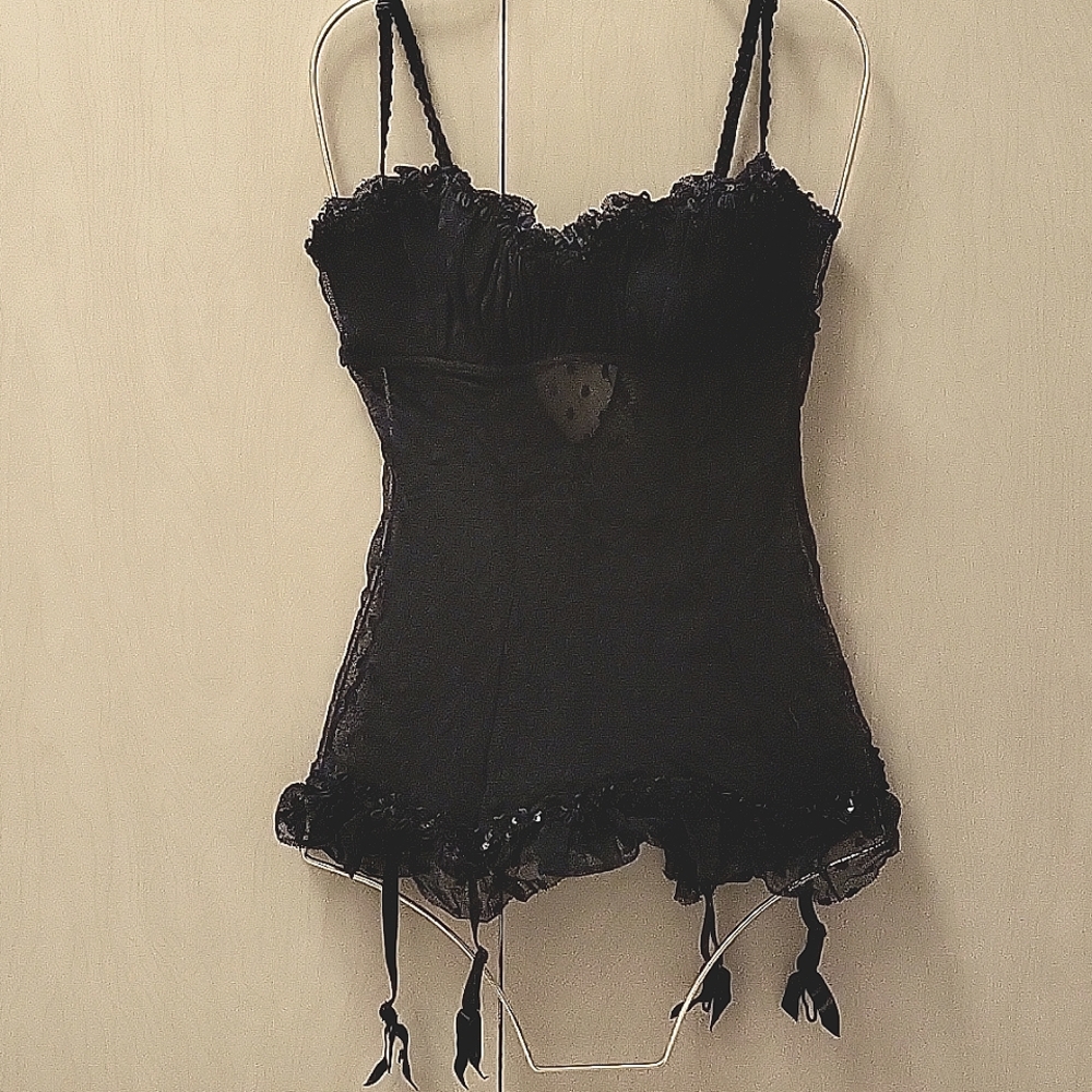 Victoria's Secret Black Bustier with Garters 34C